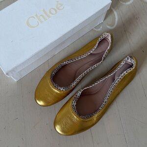 Chloe Gold Ballet Flats